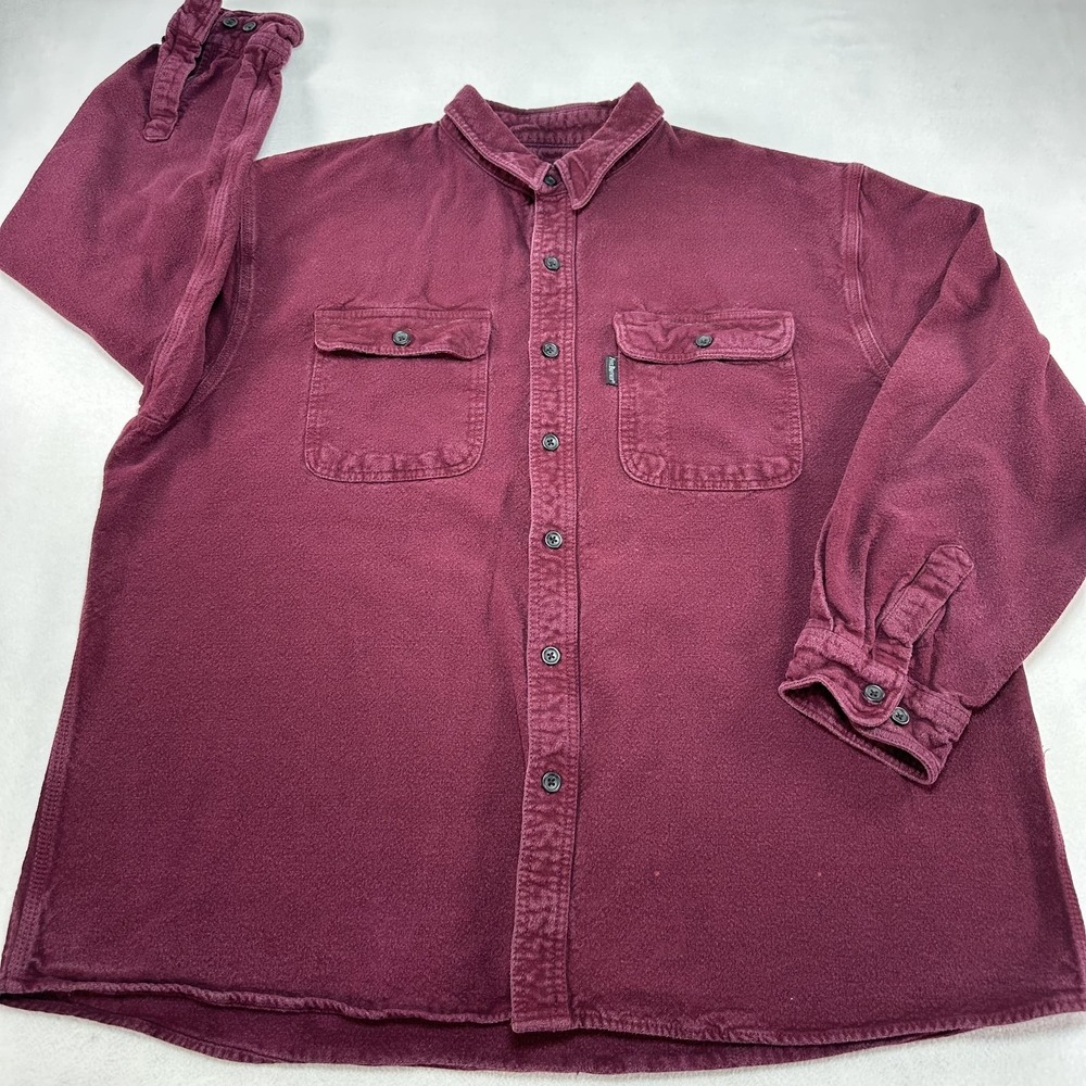 FiveBrother Shirt Mens 3XL Red‎ Chamois Flannel Button Up Long Sleeve Workwear